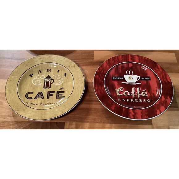 Sakura Coffee Break Salad Dessert Plates Set Of 4 Coffee Themed Plates 8.25” - Picture 7 of 9